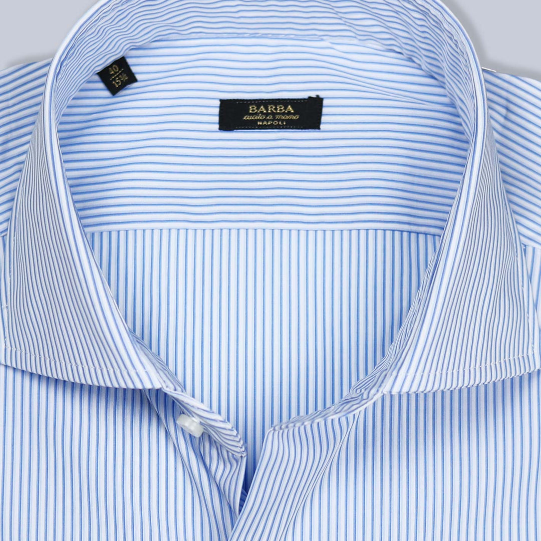 Blue Thin Double Striped Slim Cutaway Shirt