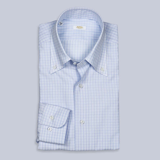 Blue White Checked Regular Fit Button Down Shirt