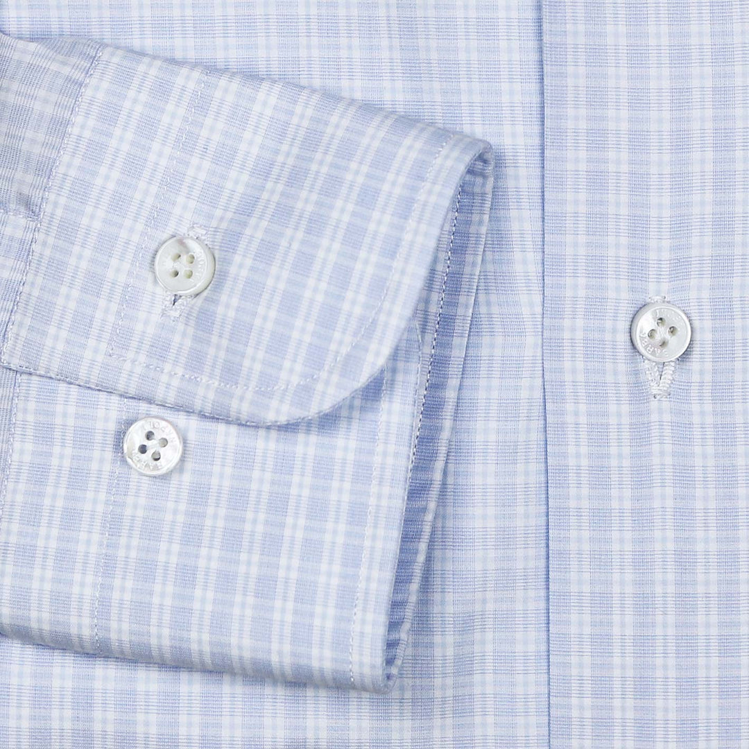 Blue White Checked Regular Fit Button Down Shirt