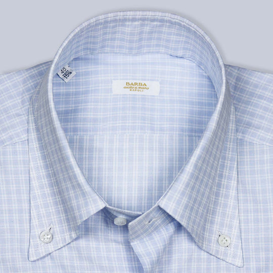 Blue White Checked Regular Fit Button Down Shirt