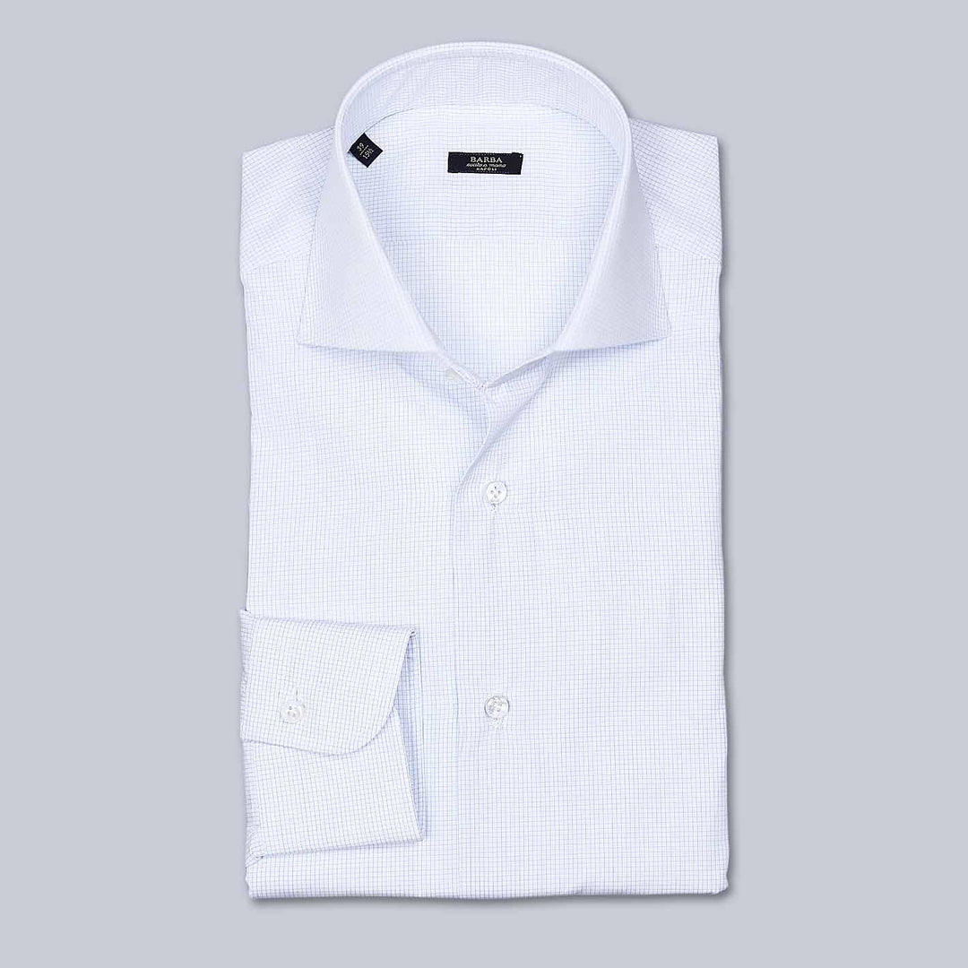 Blue White Checked Slim Fit Handmade Shirt