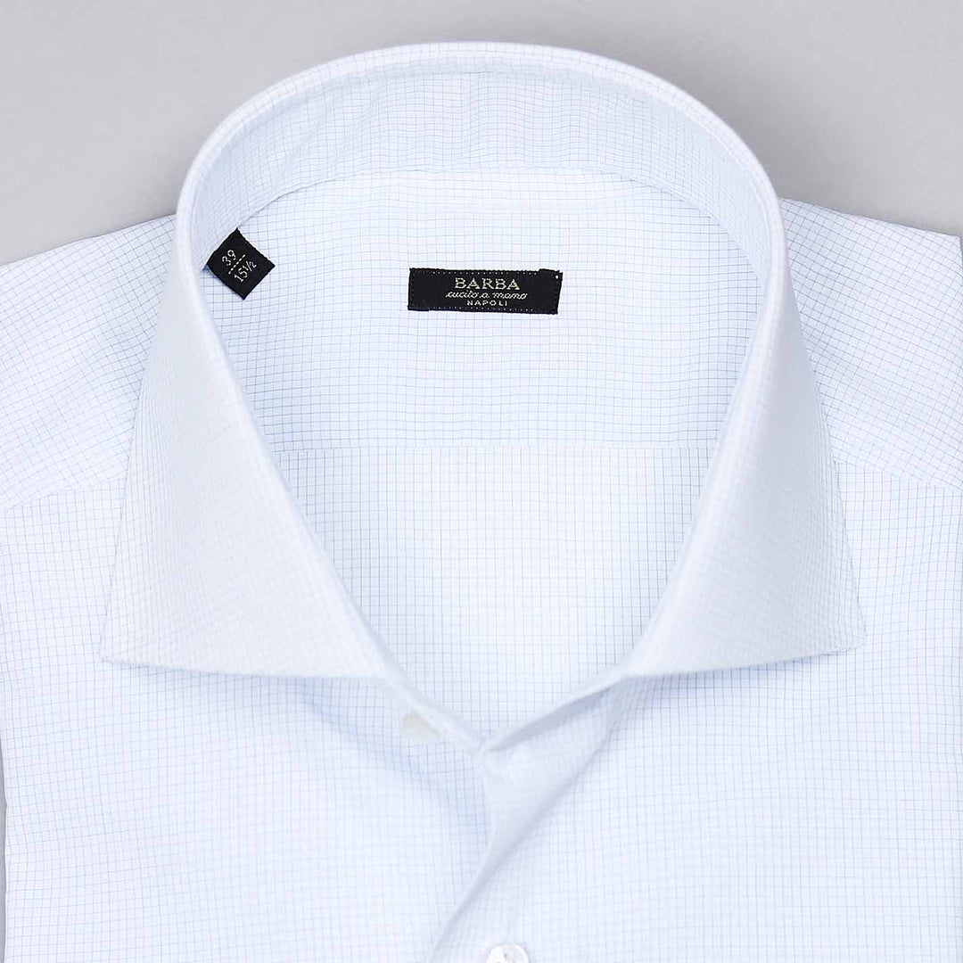 Blue White Checked Slim Fit Handmade Shirt
