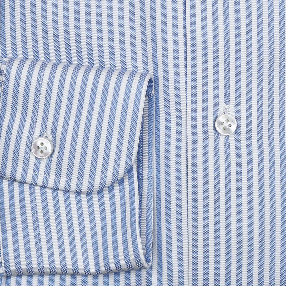 Blue White Striped Slim Fit Button Down Shirt