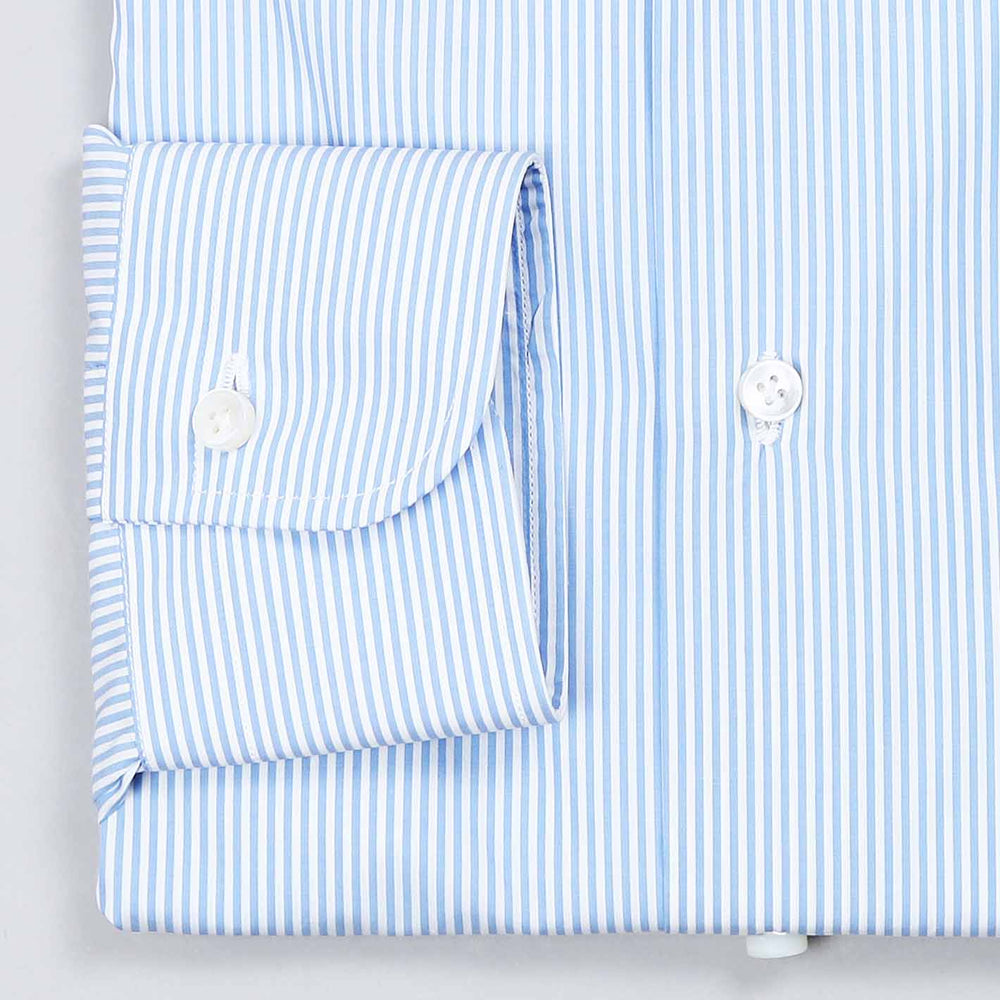 Blue White Striped Slim Fit Handmade Shirt