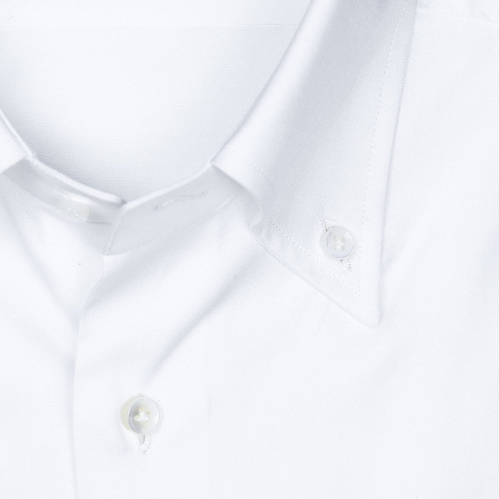 White Pinpoint Slim Fit Button Down Shirt