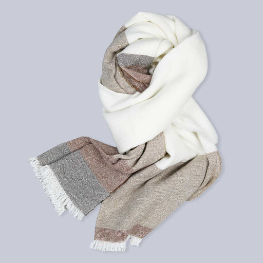 Beige White Washed Lambswool Cashmere Scarf