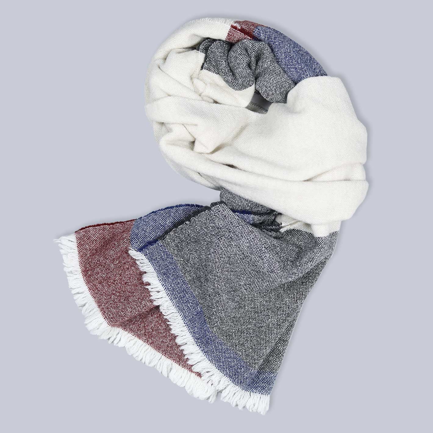 Blue and store white cashmere scarf