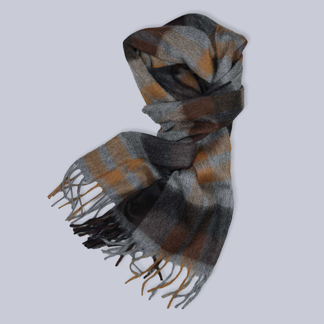 Grey Brown Pure Cashmere Scarf