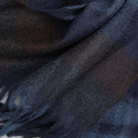 Begg x Co Navy Brown Pure Cashmere Scarf