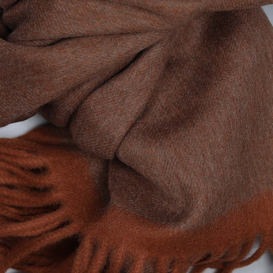 Rust Brown Vale Lambswool Cashmere Large Scarf