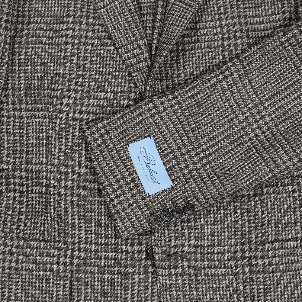 Light Brown Checked Wool Alpaca Silk Blazer