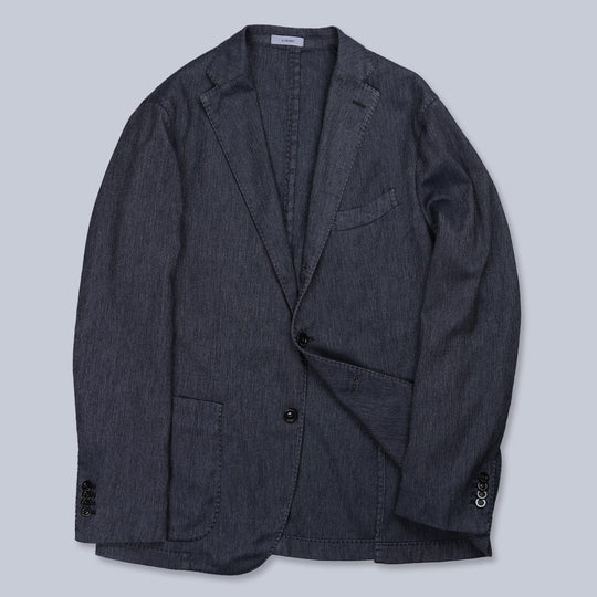 Denim Blue Cotton Linen Blazer