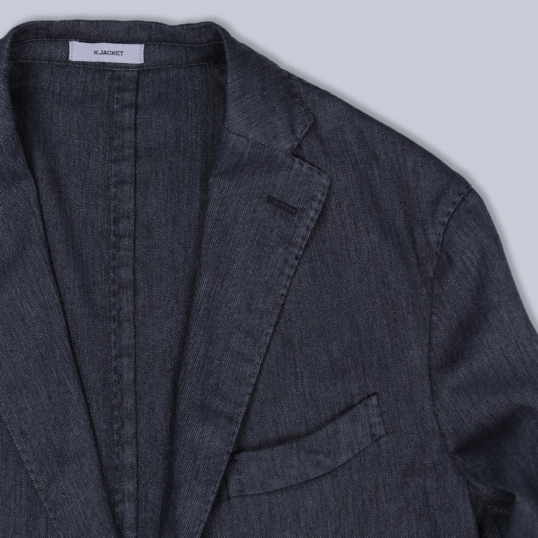 Denim Blue Cotton Linen Blazer