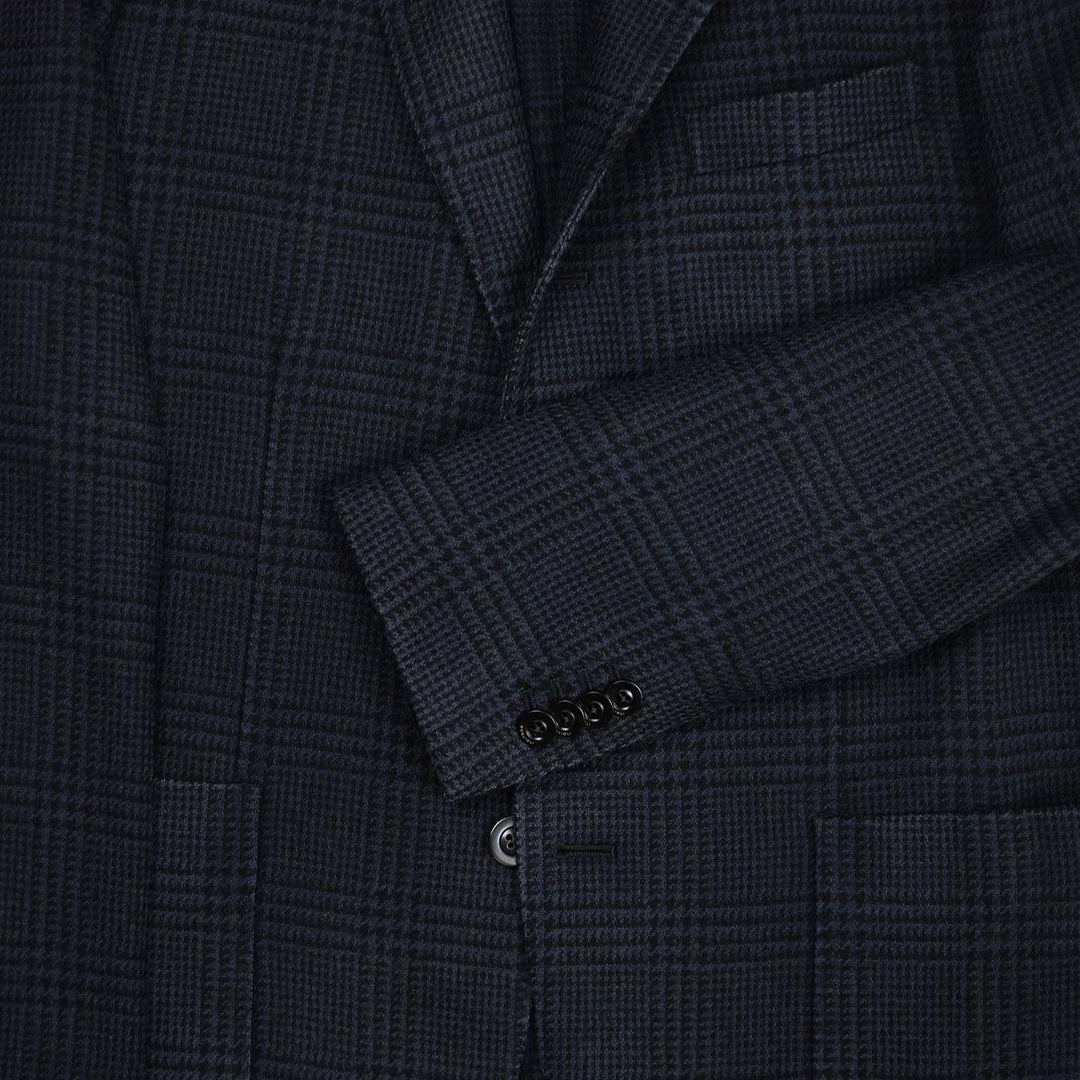 Navy Checked Wool Cashmere Blazer