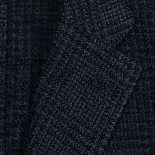 Navy Checked Wool Cashmere Blazer