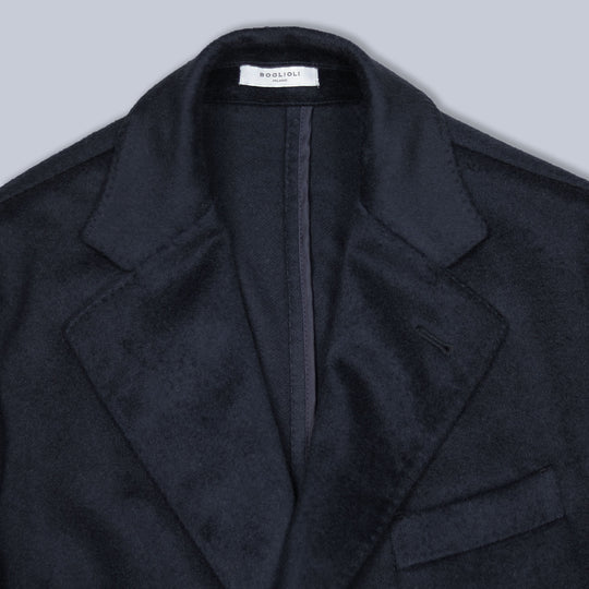 Navy Pure Cashmere Unstructured Coat