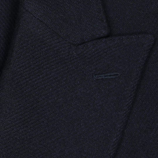 Navy Wool Cashmere Double-Breasted Blazer