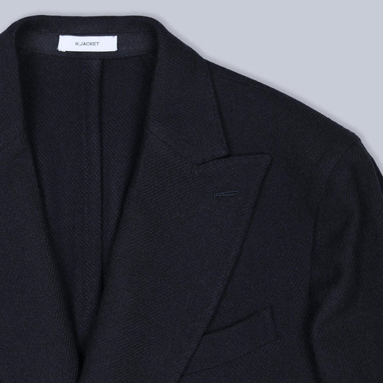 Navy Wool Cashmere Double-Breasted Blazer