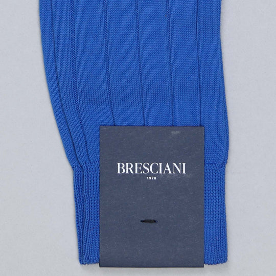 Royal Blue Wide Ribbed Ankle Length Cotton Socks