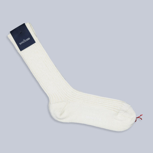 Ecru Ribbed Ankle Length Winter Wool Socks