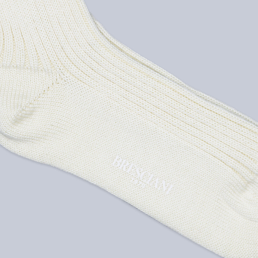 Ecru Ribbed Ankle Length Winter Wool Socks