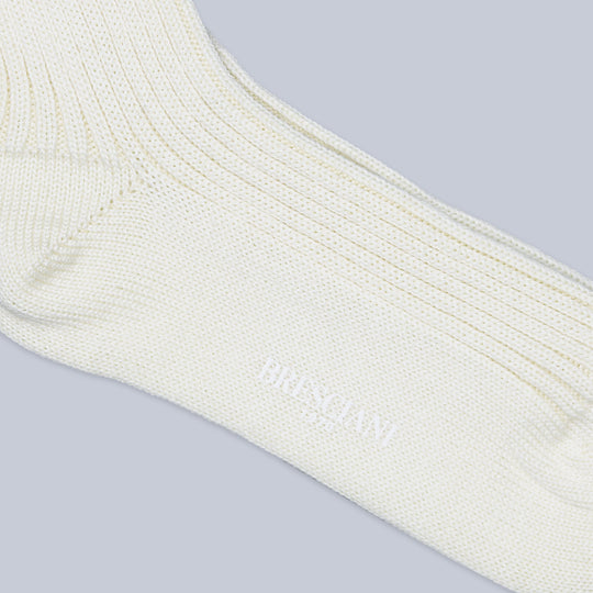 Ecru Ribbed Ankle Length Winter Wool Socks