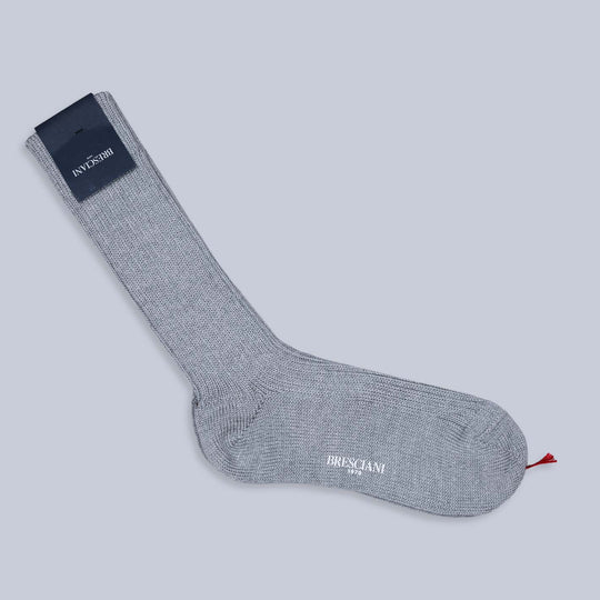 Grey Ribbed Ankle Length Winter Wool Socks