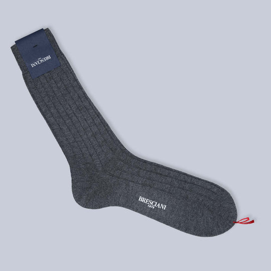 Grey Ribbed Ankle Length Wool Socks