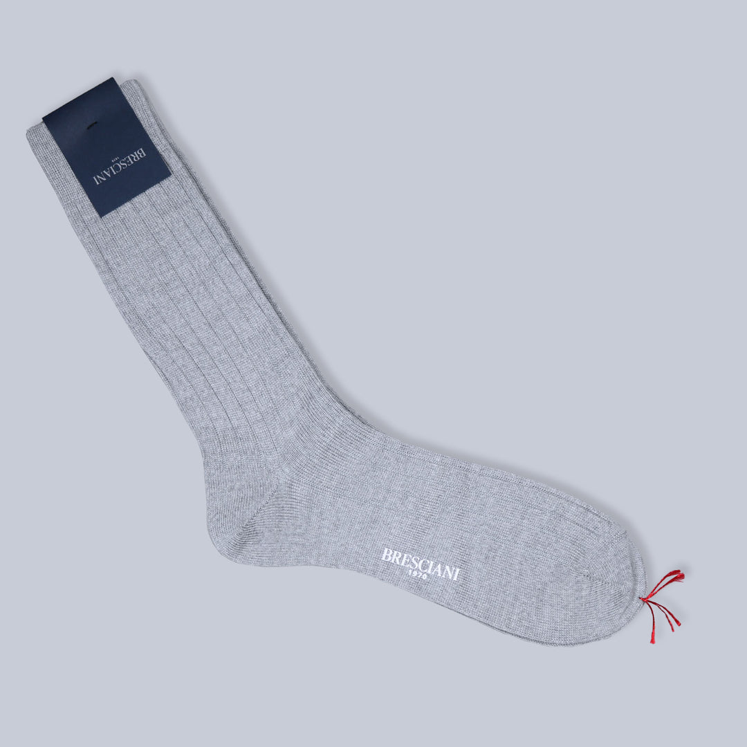 Grey Ribbed Ankle Length Wool Socks