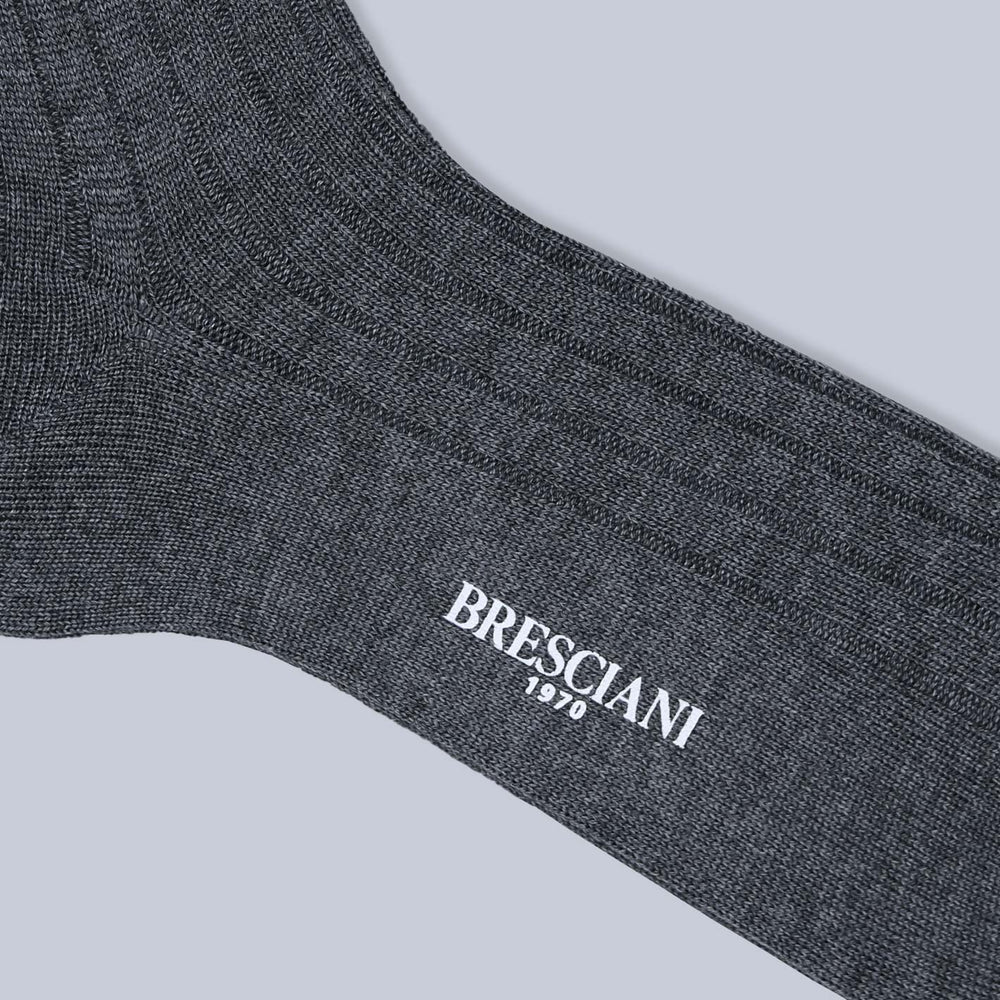 Grey Ribbed Ankle Length Wool Socks