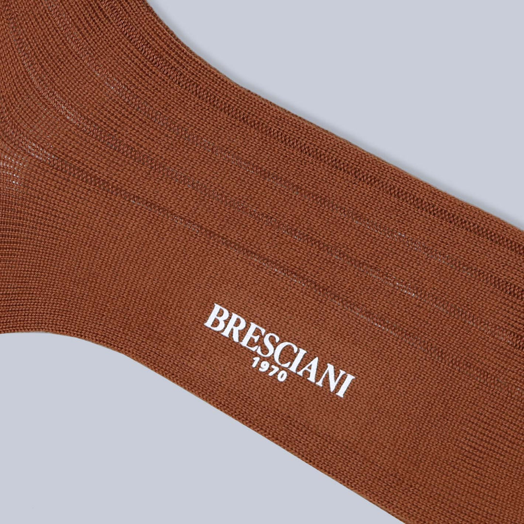 Light Brown Ribbed Ankle Length Wool Socks