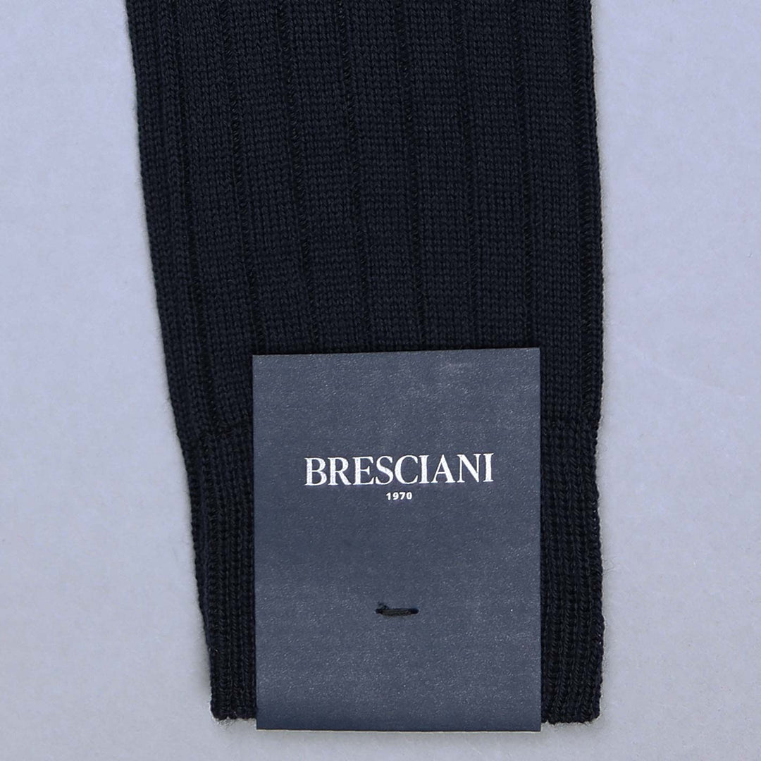 Navy Ribbed Ankle Length Wool Socks