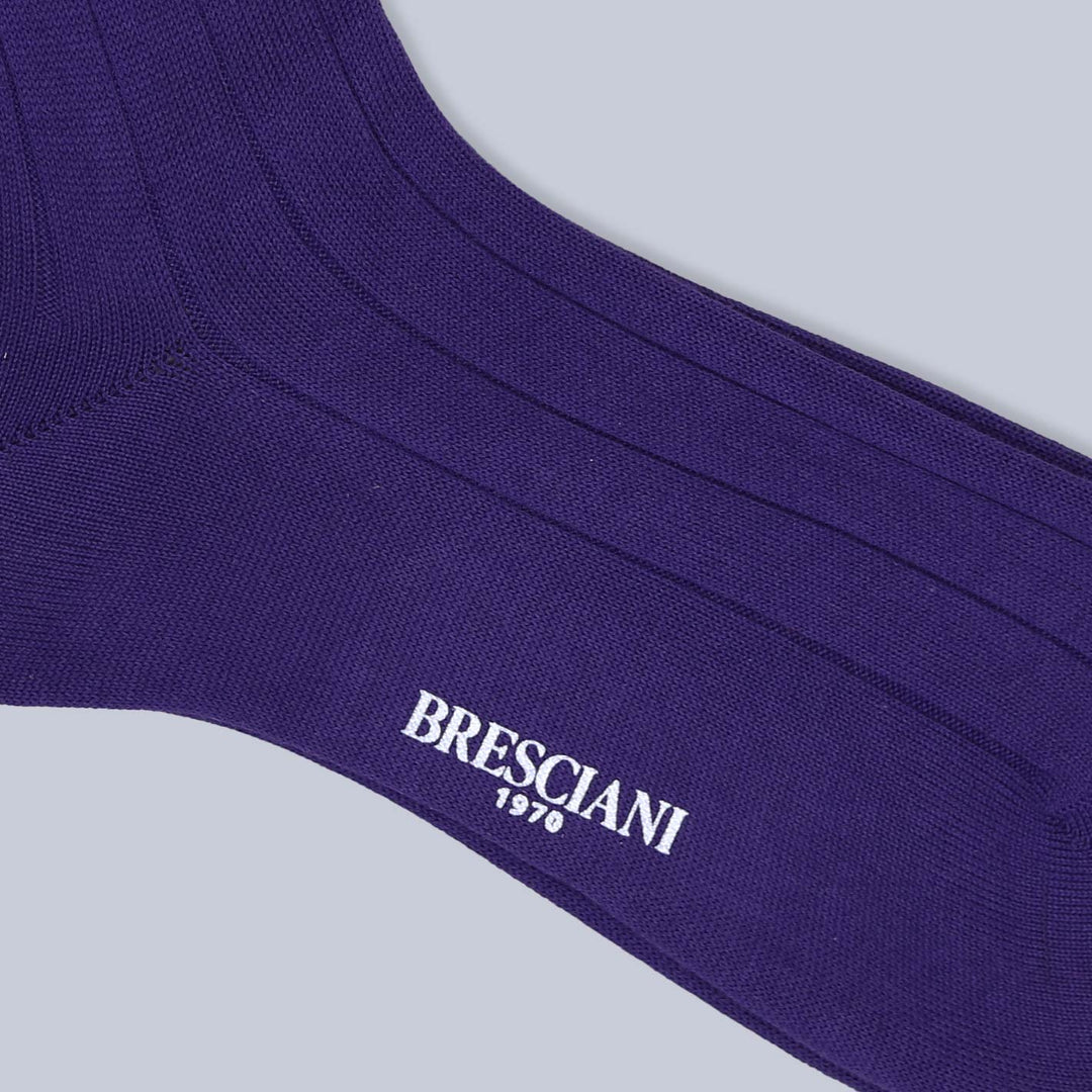 Purple Wide Ribbed Ankle Length Cotton Socks