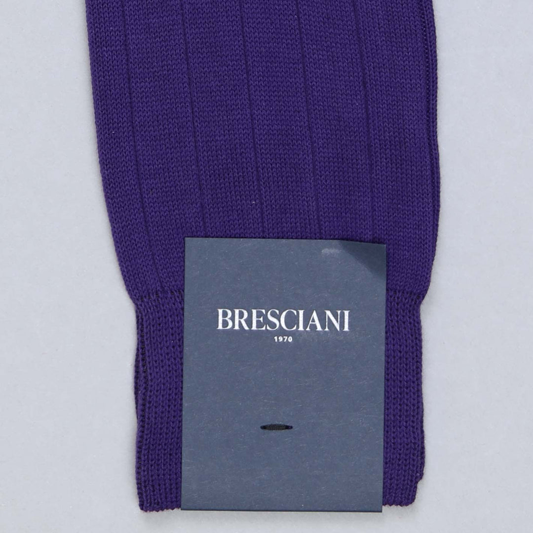 Purple Wide Ribbed Ankle Length Cotton Socks