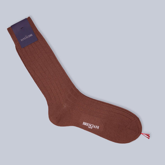 Rust Brown Ribbed Ankle Length Wool Socks