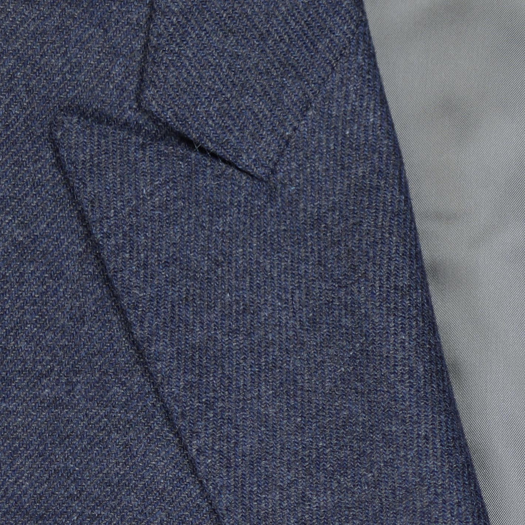 Slate Blue Double-Breasted Wool Cashmere Blazer