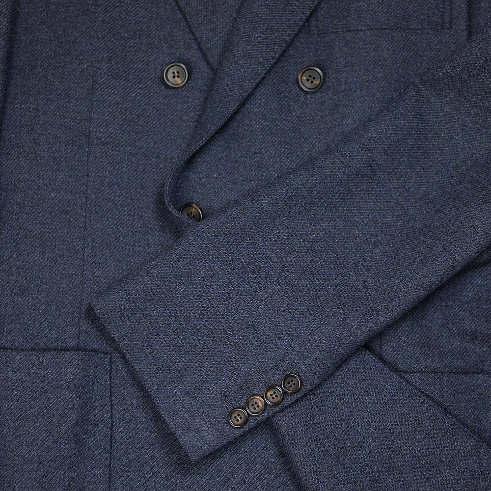 Slate Blue Double-Breasted Wool Cashmere Blazer