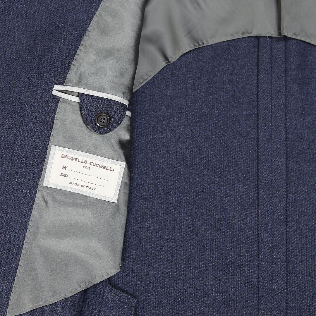 Slate Blue Double-Breasted Wool Cashmere Blazer