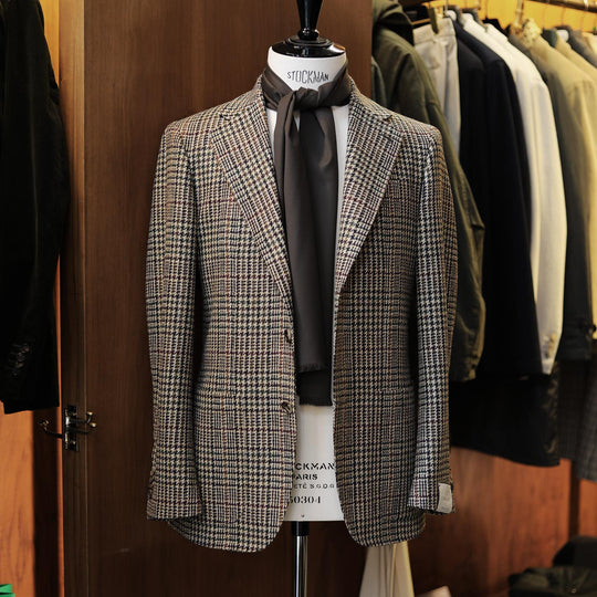 Beige Checked Wool Butterfly Blazer