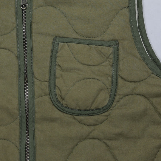 Green Cotton Quilted Gilet