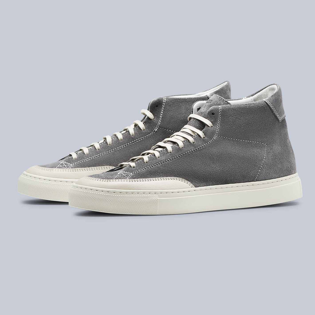 Grey Suede Flyback Bumper Sneakers