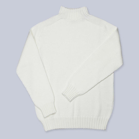 Ecru Wool Countryside Mock Neck Sweater