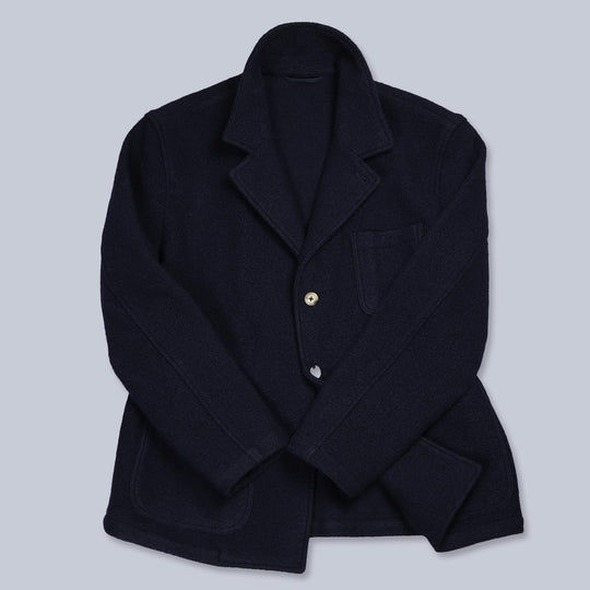 Navy Boiled Wool Traveler Blazer