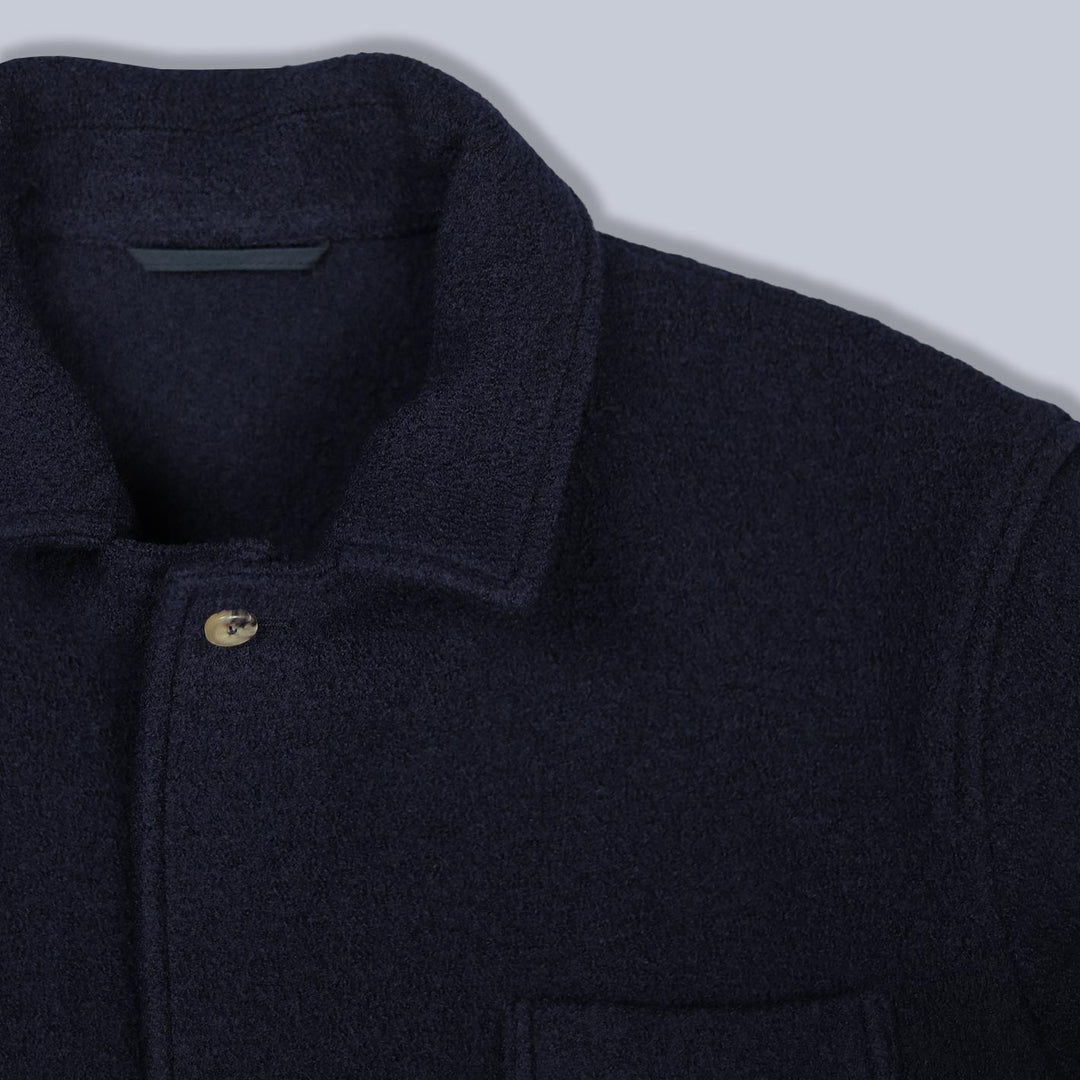 Navy Boiled Wool Traveler Blazer