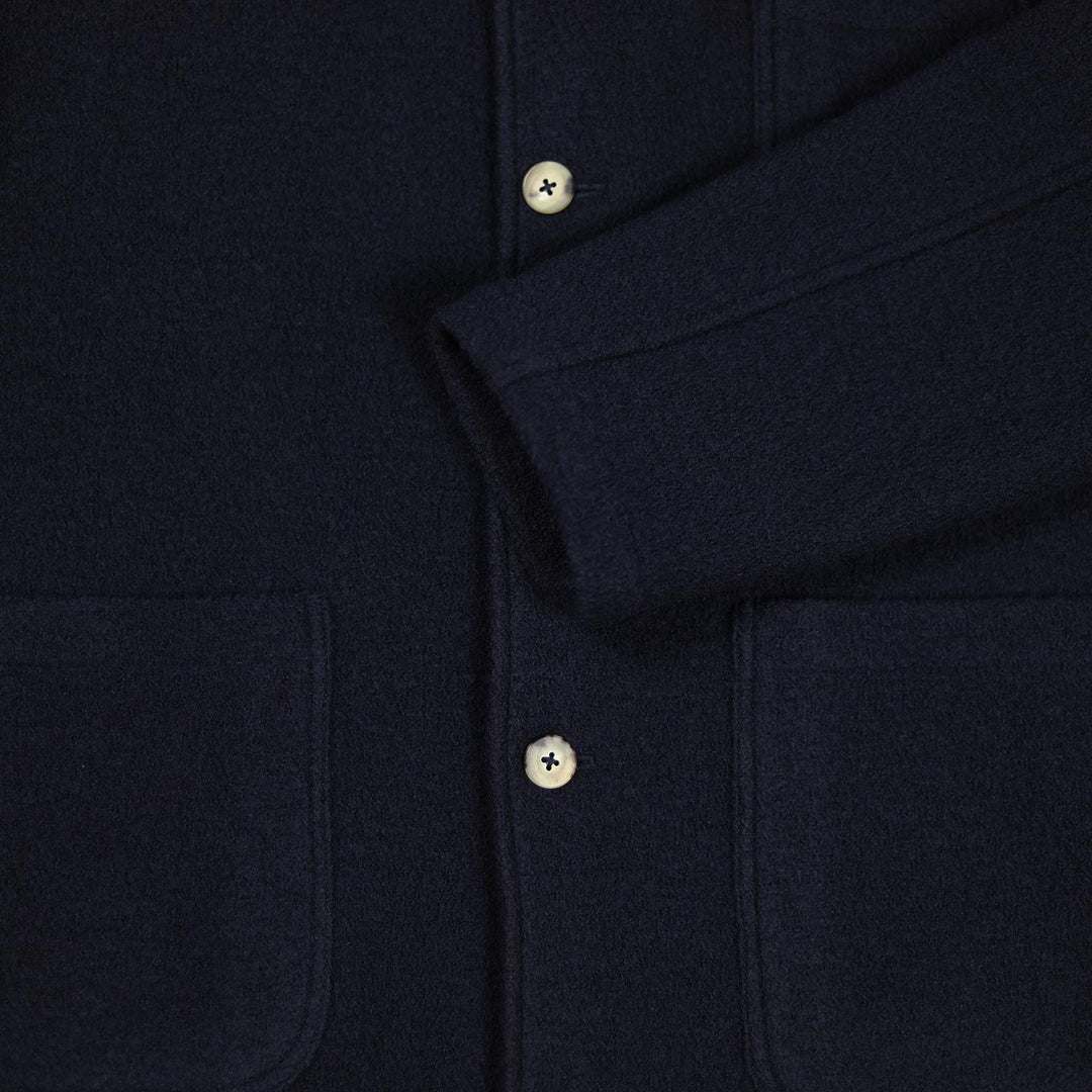 Navy Boiled Wool Traveler Blazer