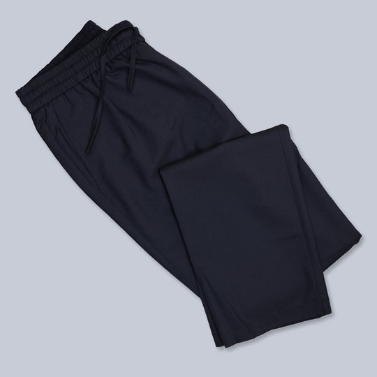 Navy Lightweight Wool Drawstring Trousers
