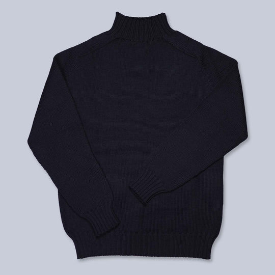 Navy Wool Countryside Mock Neck Sweater