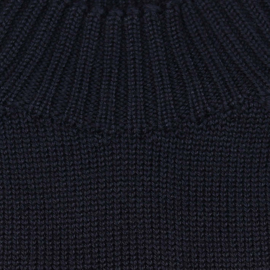 Navy Wool Countryside Mock Neck Sweater