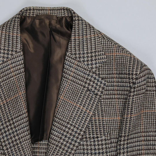 Brown Checked Wool Silk Cashmere Blazer