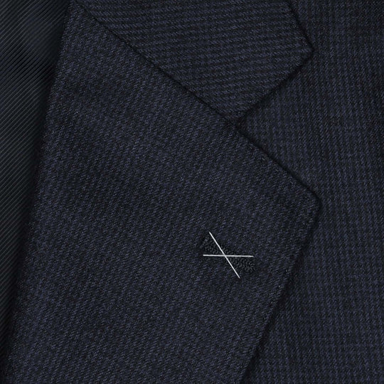 Dark Blue Micro Checked Virgin Wool Suit